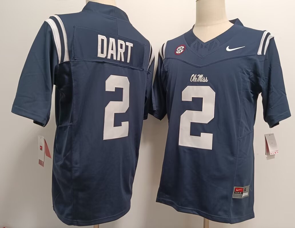 Men Ole Miss #2 Jaxson Dart blue 2024 Nike NCAA jersey